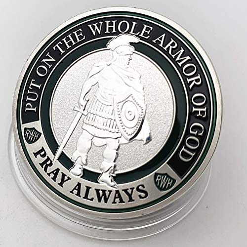Armor Of God Challenge Coin - Collectors Medallion - Antique Silver, #TOP1
