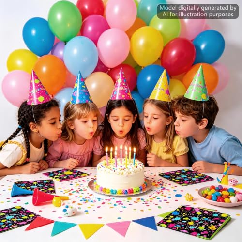 Image of gisgfim 50 Pcs Neon Napkins Glow in Dark Birthday Party Disposable Paper Napkins Decorations Favors for Glow Theme Party