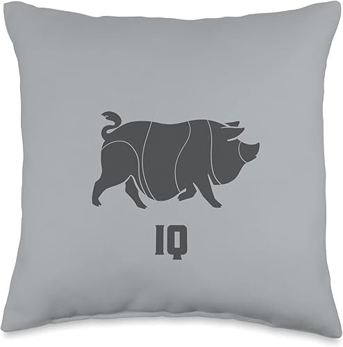 Mini Pig and IQ design. Minimal art for pig fans Throw Pillow, 16x16, Multicolor