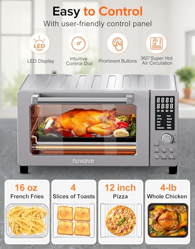 image for Nuwave Bravo Pro Smart 21QT Toaster Oven Air Fryer Combo, Convection O