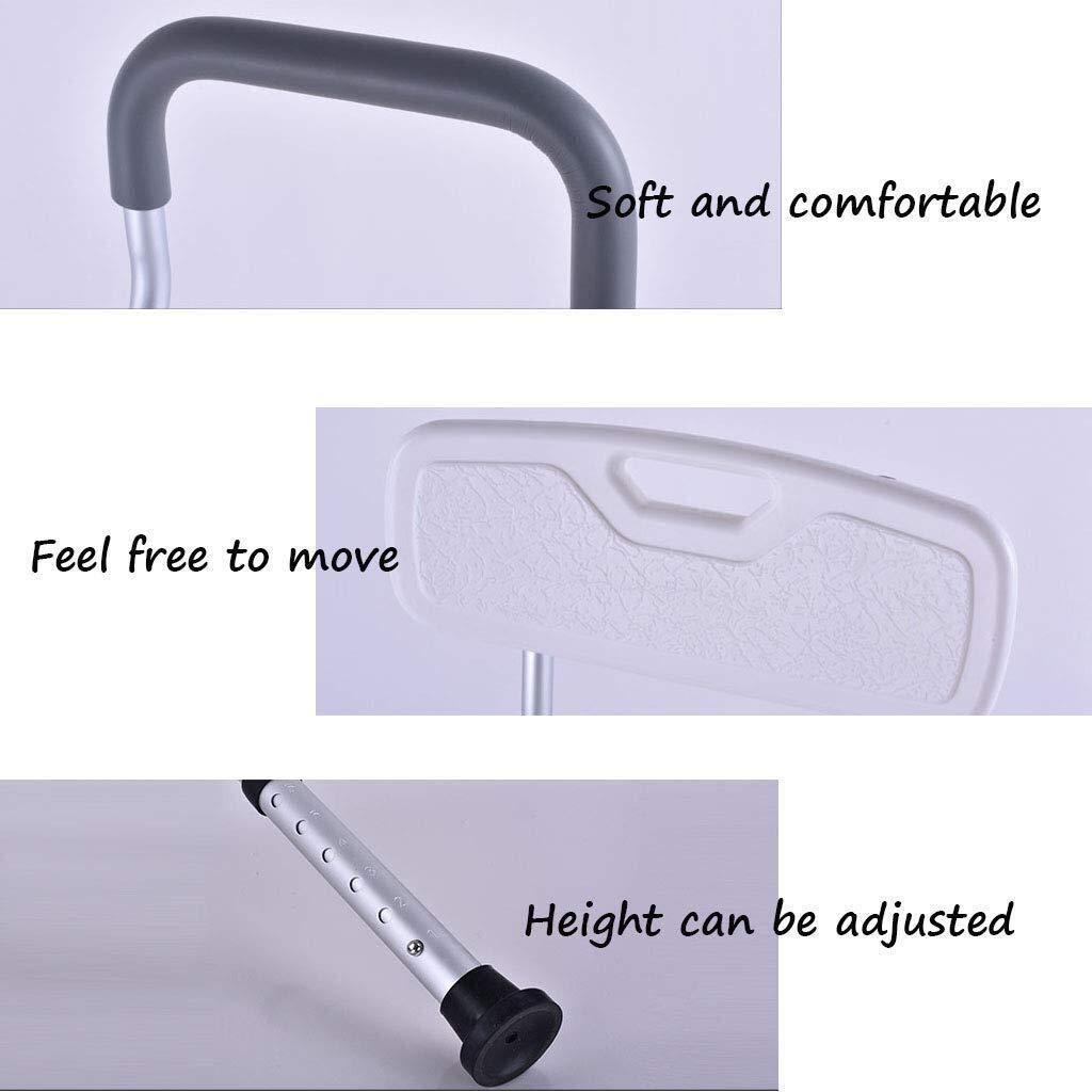 Silla de baño Taburete de Ducha Asiento de baño Aluminio Ligero con apoyabrazos Altura Ajustable Antideslizante Personas Mayores Embarazadas Blanco