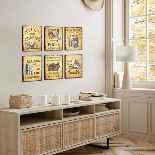 Image of CHDITB Literary Book Quotes Canvas Wall Art, Vintage Reading Theme Wall Decor, Botanical Floral Bookish Framed Poster, Read Books Artwork, Retro Inspirational Prints for Library Classroom 8 inchx10 inchx6