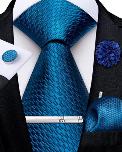 Image of DiBanGu Silk Pre-tied Ties for Men Formal Adjustable Necktie Set