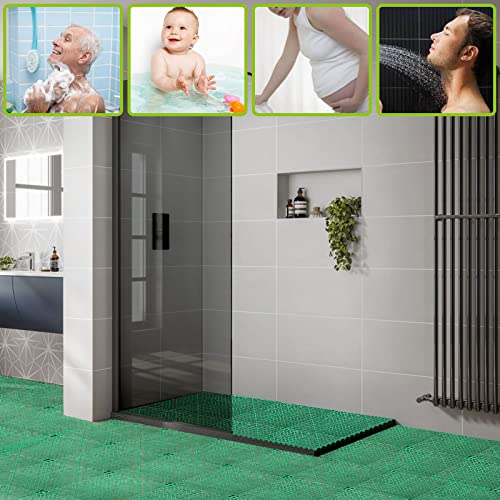 FengWu 12 Pack 12'' x 12'' Interlocking Rubber Outdoor Flooring Tiles Non-Slip Shower Mat Pool Mats for Floor, Drain, Deck, Pool, Patio, Balcony, Kitchen, Yard (Green)