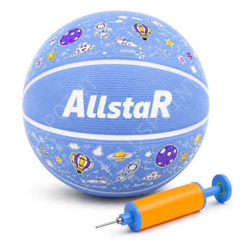 Image of PLUSPOINT Kids Basketball with Air Pump | Colorful Printed Rubber Basketball for Indoor & Outdoor Play | Training Sports Ball for Kids | Easy Grip Basketball for Boys and Girls