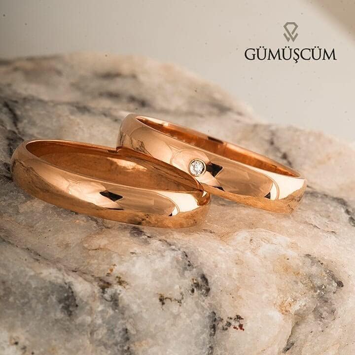 Roségoldenes Ehering-Set für Paare, passendes Ehering-Set, personalisiertes Silber-Ehering-Set