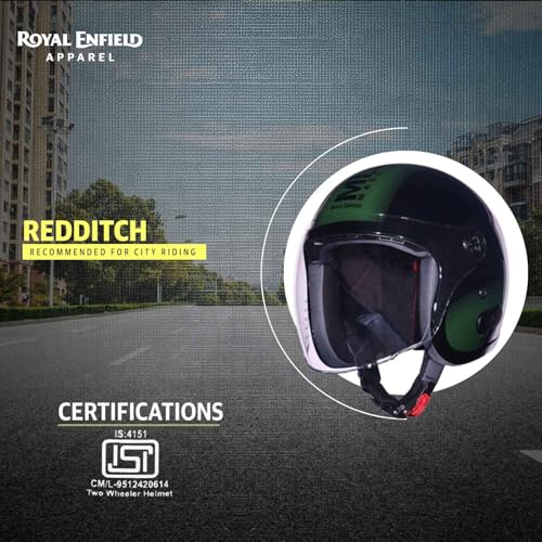 Image of ROYAL ENFIELD REDDITCH Open Face MLG 1901 | ISI Certified | Shell Construction: Built with High Impact Grade ABS | High-Strength EPS Liner | Micrometric Lock | UV-Resistant PU Paints Olive L