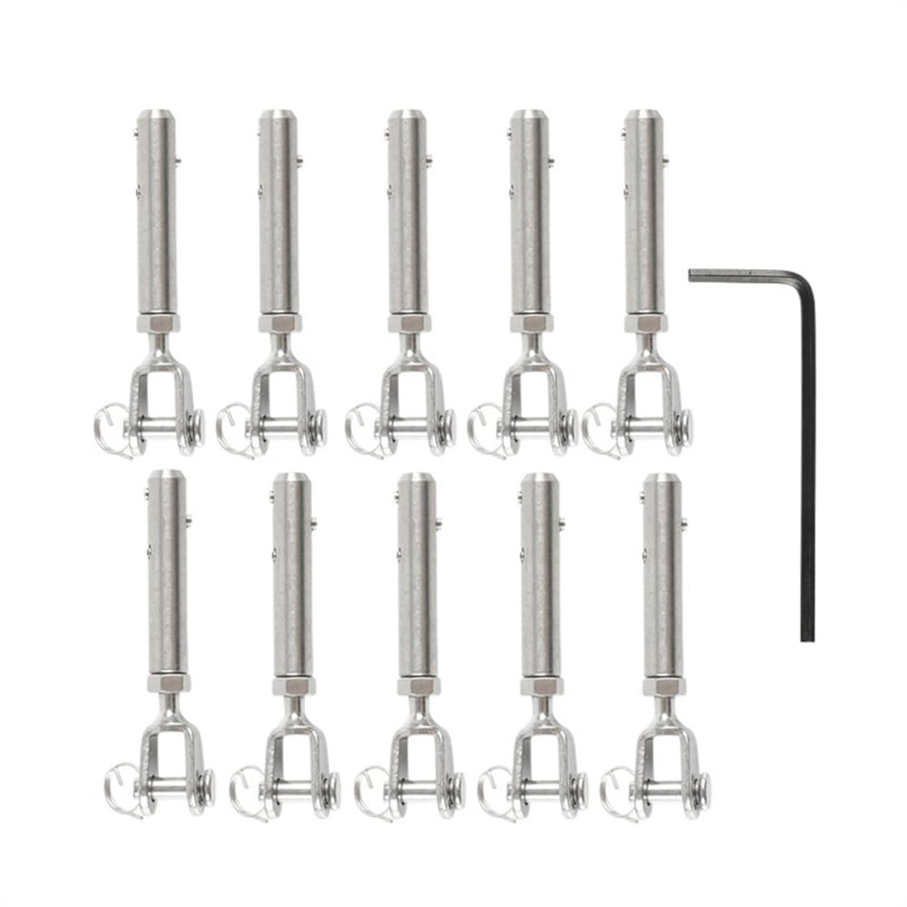 Morsetti Per Fune 10 pz Cavo Ringhiera Fune Metallica 4mm 5/32 ''Forcella Mascella Tensione Terminale Montaggio Toggle Ancoraggio Con Vite Esagonale Bulloni Morsetti Per I Cavi