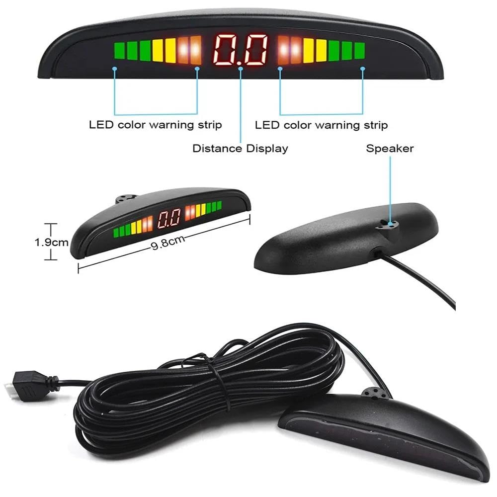 Parksensoren, Parktronic-Parksensor mit 8 Sensoren, Rückfahrsicherung, Parkradar-Monitor, Detektor, 22 mm Parksensoren, Sensor (rot) (Champagner-Gold)