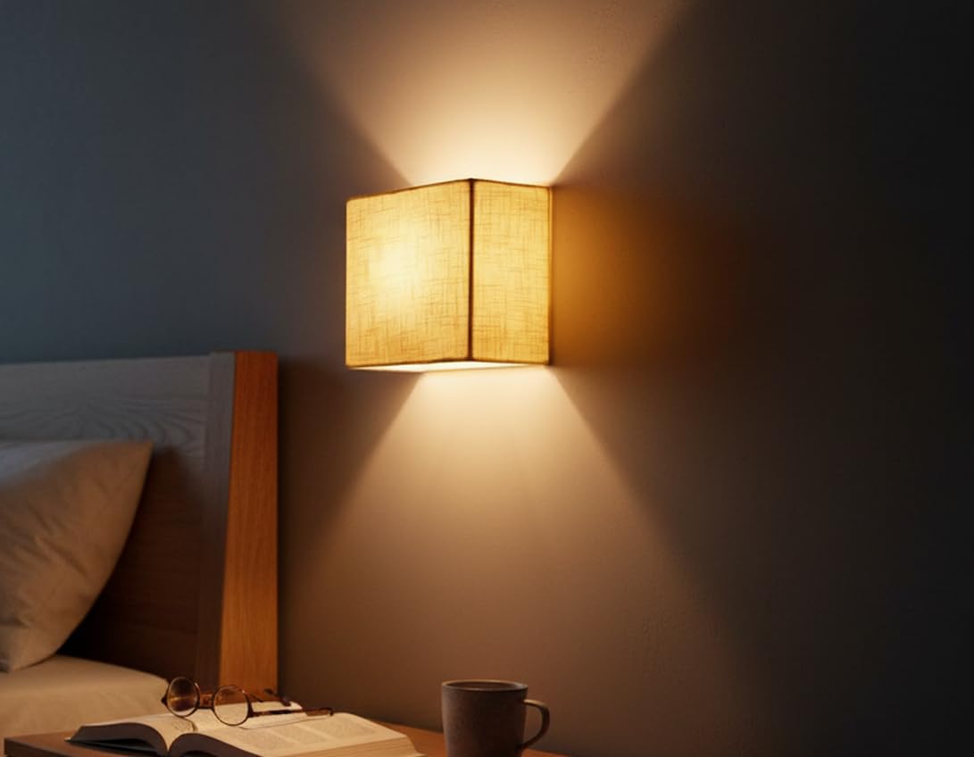 LIGHTANGLE Handmade Fabric Wall Lamp Shade for Bedroom (Squire - Beige)