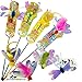 カシャカシャじゃれる 選べる アソート ＆ まとめ買い 4種  かぶと虫 小鳥 きんぎょ お花 つり竿タイプの猫のおもちゃ スティックタイプ 猫じゃらし 7RabbitRiograndeオリジナルステッカー付