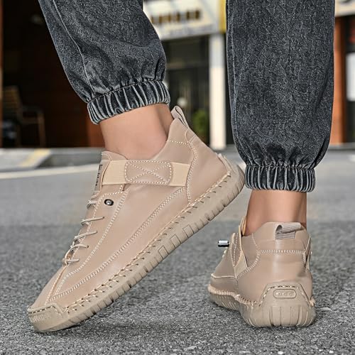 Image of Womens Casual Shoes Ankle Chukka Boots Slip On Breathable Loafers Handmade Fashion Sneakers Mid top Walking Driving Flats Shoes