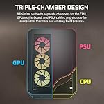 CORSAIR AIR 5400 RS-R ARGB Triple-Chamber Mid-Tower Panoramic PC Case – 3X Pre-Installed Reverse-Rotor RS120-R ARGB Fans, Low-Noise, High Airflow Ducts, Reverse Motherboard Support – Black - Image 3