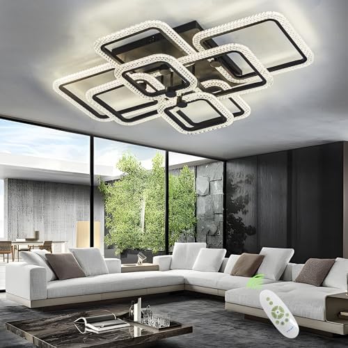 KAUCQI LED Deckenleuchte Wohnzimmer, 100CM/84W Dimmbar Deckenlampe Moderne Wohnzimmerlampe mit Fernbedienung 3000K-6000K Grande Decken Lampe für Hallway Küche