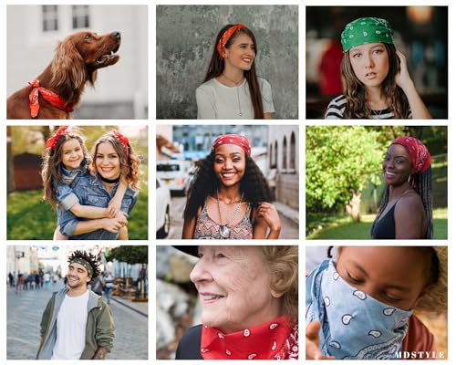 MDSTYLE Extra Large Bandana 27” x 27” 100% Cotton for Men & Women Paisley Handkerchief Headband Scarf Jumbo Bandanas (Orange)