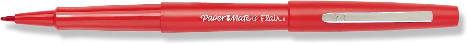 Paper Mate Flair Felt Tip Pens, Medium Point (0.7mm), Red, 12 Count