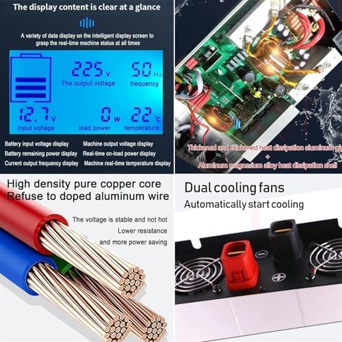 6000W Pure Sine Wave Inverter DC 24V to AC 110V Converter with USB Charger & Socket, Perfect for Travel, Camping, RV, Boat - 4000W/5000W/8000W Options Available