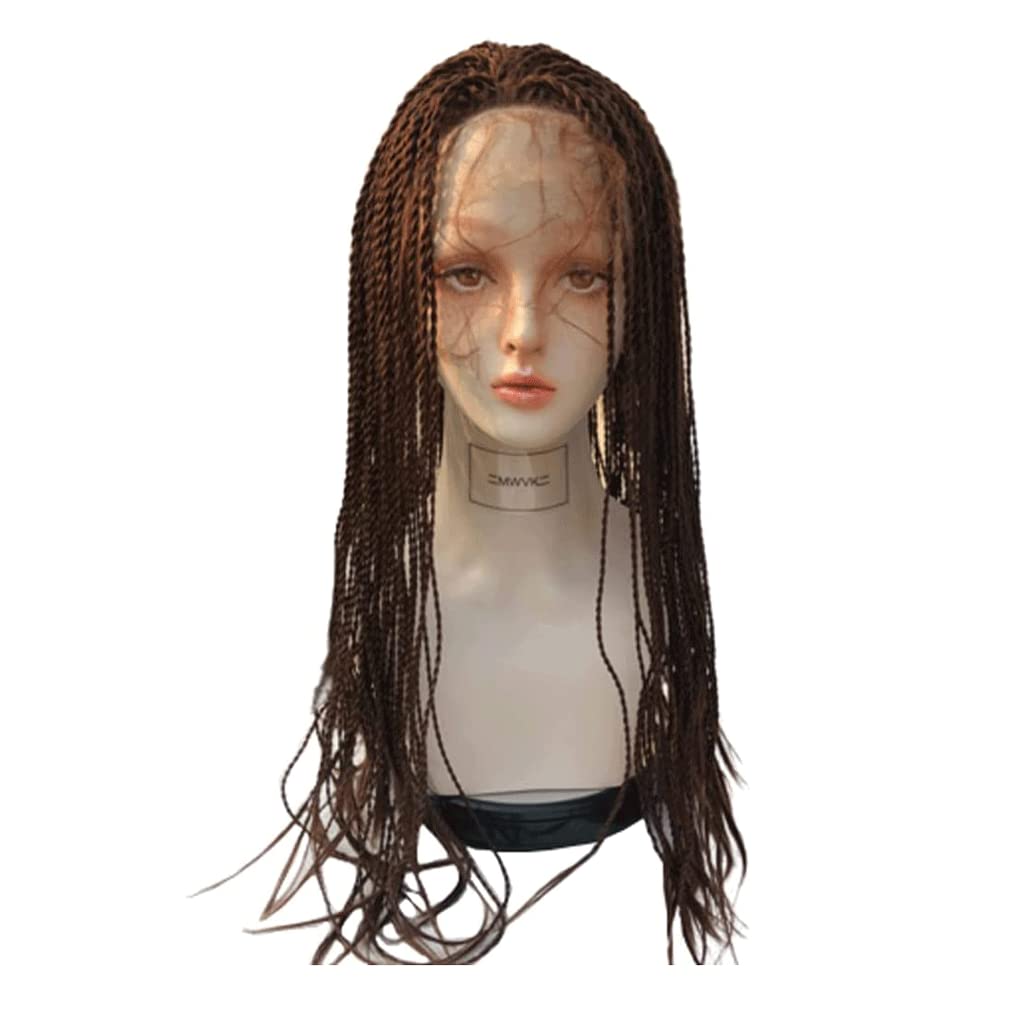 LIOONS Parrucca realistica Parrucca di Pizzo Realistico alla Moda Parrucca Sintetica da Donna Nera Parrucca Sintetica A Treccia Naturale da 20 Pollici Adatta per Le Donne Africane Eleganza Naturale