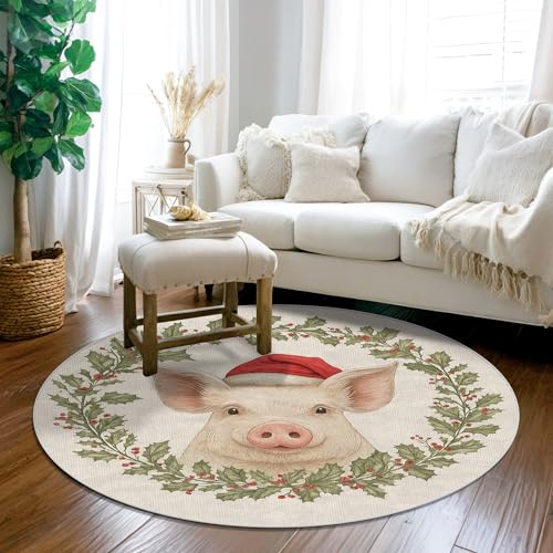 Tapis chambre cochon Noël lavable résistant et antidérapant - 4