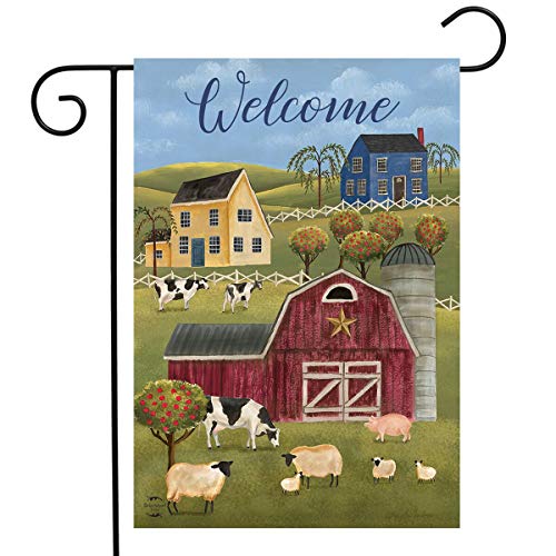 Spring-Countryside-Welcome-Garden-Flag-Primitive-Salt-Box-House-125-x-18 Spring Countryside Welcome Garden Flag Primitive Salt Box House 125 x 18