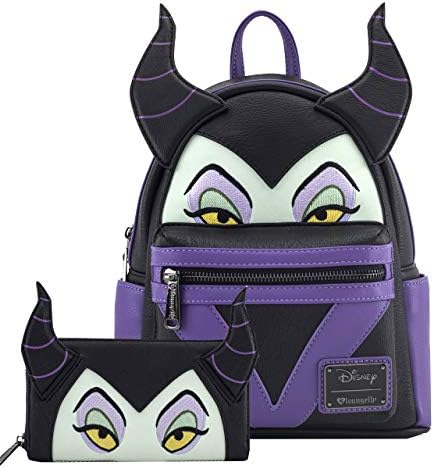 Disney Maleficent 10.5" Height Mini Backpack and Wallet Set by Loungefly (Multi)