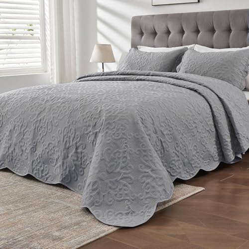 Image of Kingnex Oversized King Bedspreads 128x120 Gray