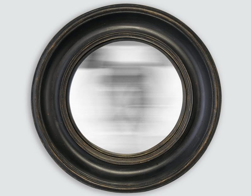 EMDE Miroir Mural Rond Convexe en résine Noir et doré D.20cm IZLI