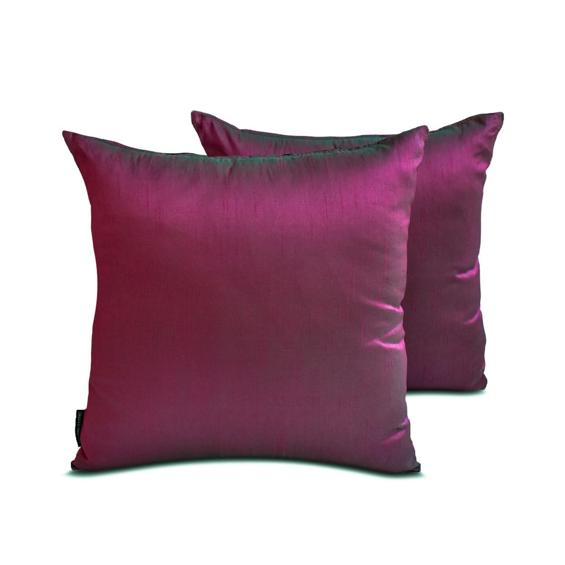 The HomeCentric Decorative Throw Cushion Covers Fuchsia & Green Pack of 2, 40x40 cm (16"x16") Silk Solid Pillow Covers For Sofa, Hotels, living, Bed Room, Modern Style - Fuchsia Green Luxury โ image 1