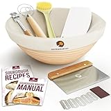 Superbaking Banneton Bread Proofing Basket, Sourdough Bread Baking Supplies, Round 9 Inch Sourdough Starter Kit, Proofing Basket for Baking, Bread Making Supplies Tools, Banneton Basket Gift Set