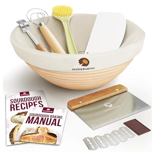 Superbaking Banneton Bread Proofing Basket Set, Round 9" Sourdough Proofing Basket for Bread Making Tools Supplies, Banneton Basket Sourdough Bread Baking Supplies, Artisan Bread Kit, Gifts for Bakers