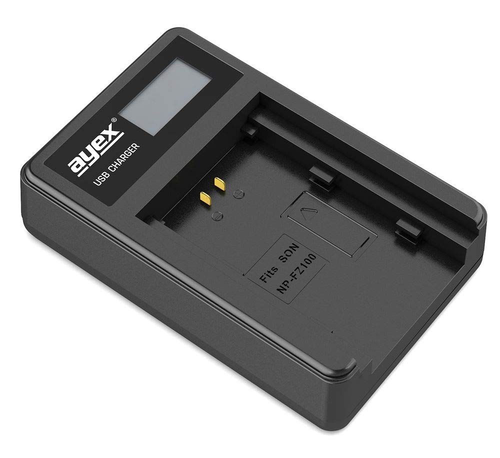 ayex Cargador USB Dual Compatible con Sony NP-FW50 para, por Ejemplo, a6400 a5100 a7 II