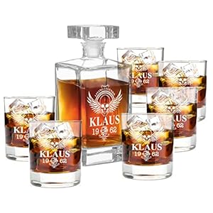 AIGAT Gepersonaliseerde Whiskey Decanter Set met 6 Whiskey glazen, Cadeaus voor hem, Housewarming, Groomsman, Custom Wedding Gift, Maat 700ml