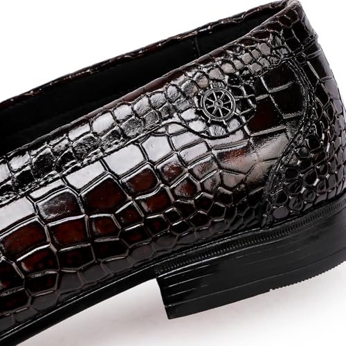 Casual Buckle Men's Dress Loafer Fashion Alligators Printed Leather Formal Business Party Shoes Driving Penny Loafer3