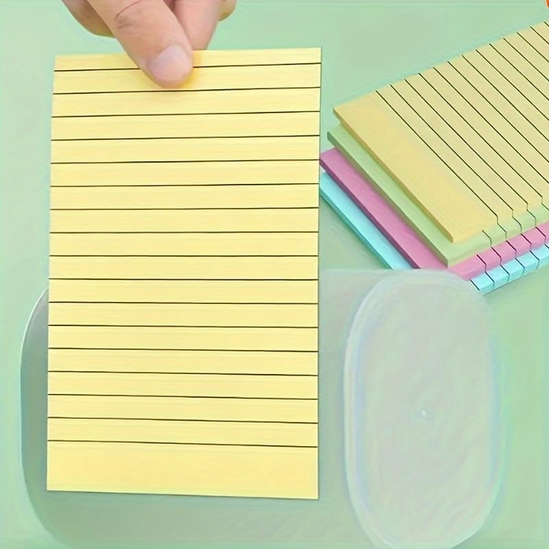1 Piece Total 800 Pages Sticky Notes Set, 1 Piece 200 Pages, Portable Lined self-Adhesive memo Pads for Note-Taking, Office, Home and School use - Paper (1 Set) (L)