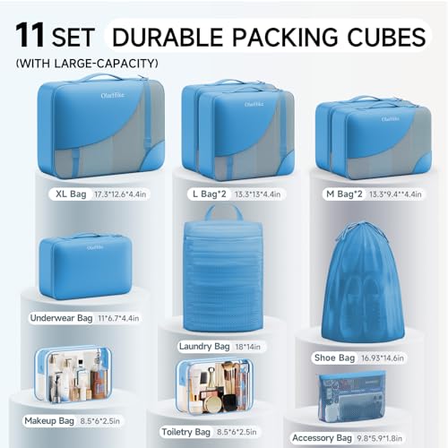 Image of OlarHike 11 Set Packing Cubes for Travel,Gifts for Women Mom,Anti-Tearing Suitcase Organizer,with Over 1000 pcs Mesh Holes,Vacation Essentials & Accessories for Cruise Ship