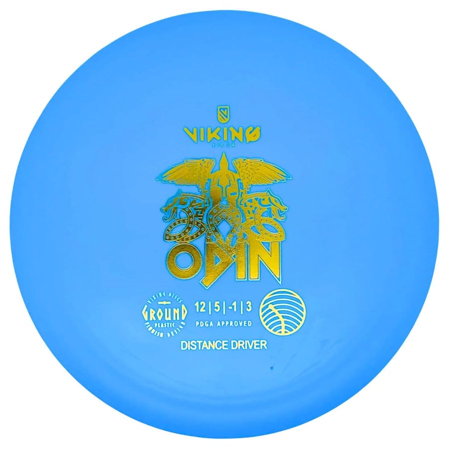 Viking Discs Odin Ground Plastic | Distance Driver | Advanced Disc Golf Driver [Stamp Color & Color Shade May Vary] (173-176g, Blue)