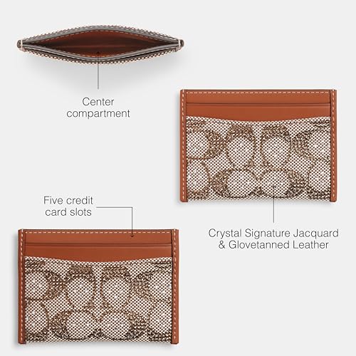 Coach Women's Crystal Signature Jacquard Essen Card Case, LH/Burnished Amber, One Size - image 3