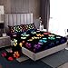 Dog Paw Print Kids Sheet Twin Size,Animal Pet Neon Bedding Set,Girls Boys Adults Bedroom Decor,Puppy Kawaii Cartoon Colorful Rainbow Bed Sheet Set 3pcs (Fitted Sheet + Flat Sheet + 1 Pillowcase)