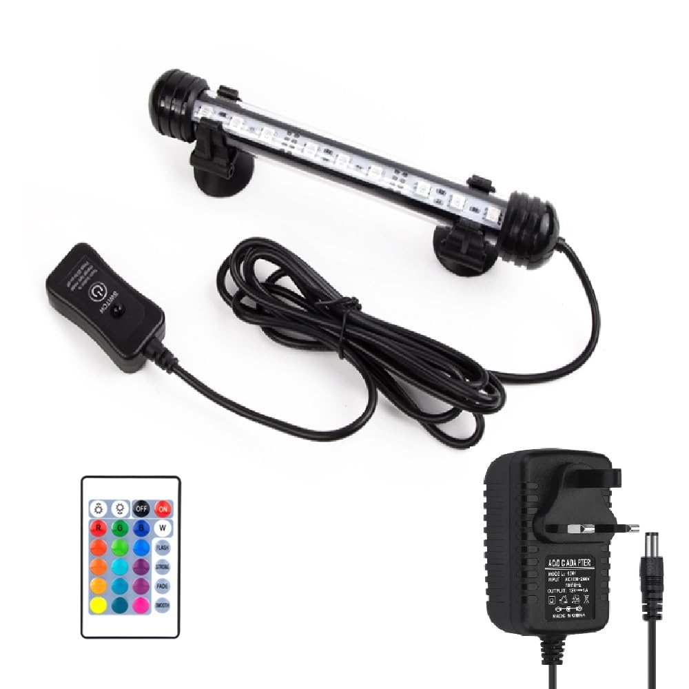Mpanda Coloured Aquarium Lights, Submersible Fish Tank Lights Rgb Multicolor Ip68 Waterproof Memory Dimmable Remote Control Underwater Led Lights For Fish Tank, 11 Inch