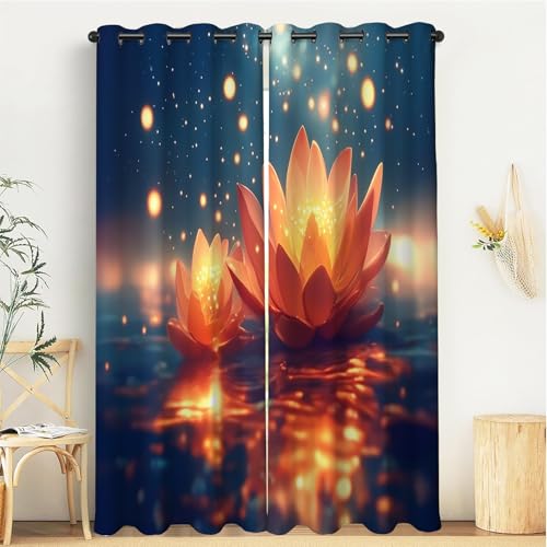 Rideau occultant moderne impression 3D lotus haut de gamme