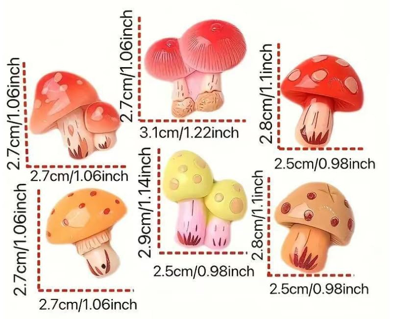6 Imánes para refrigerador de hongos 3D de resina miniatura 5