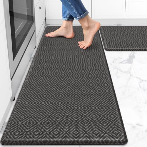 Mattitude Kitchen Mat 2PCS Kitchen Rugs Cushioned Anti-Fatigue Rug Waterproof Standing Desk Mat Kitchen Mats for Floor Kitchen Rug Set for Kitchen, Sink, Office 17.3