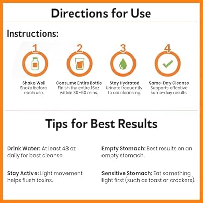 Herbal Clean Qcarbo16 Same-Day Detox Cleanse Drink (16 fl oz) - Orange Flavor Full Body Cleanse* Detox Drink for Moderate Toxin Level*, Vitamin B2 and Vitamin B12 for Men & Women