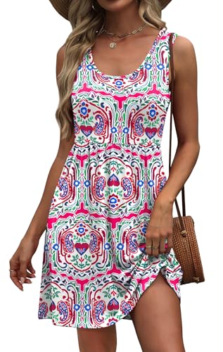 Image of WIHOLL Women's Summer Dress 2026 A-Line Sleeveless Casual Sundress with Pockets Floral /Solid
