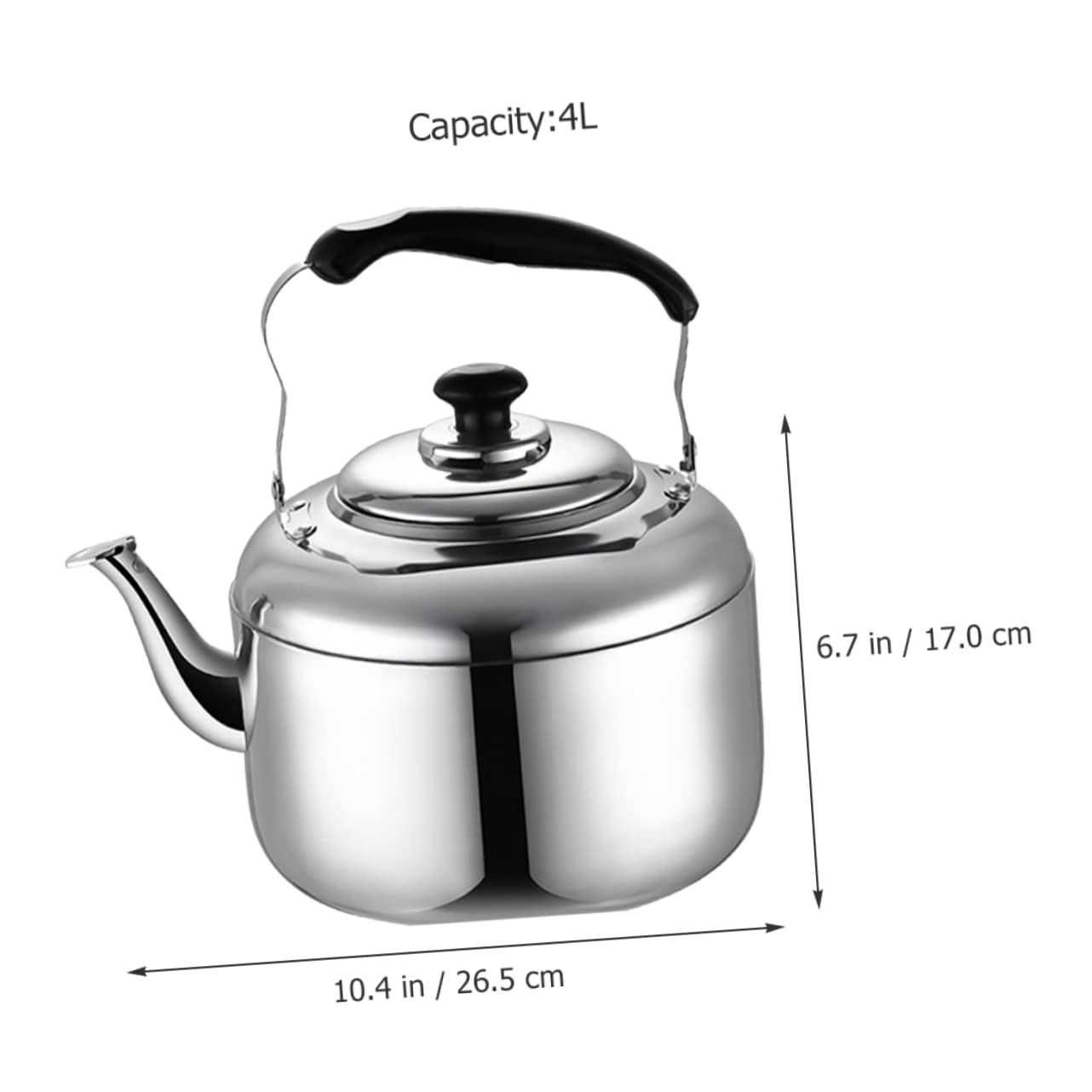 UPKOCH Tetera Silbante de Acero Inoxidable sin Imán para Cocina, Capacidad 4l, Ligera Mango de Baquelita, Adecuado para Uso Doméstico y Hervir Agua Rápido