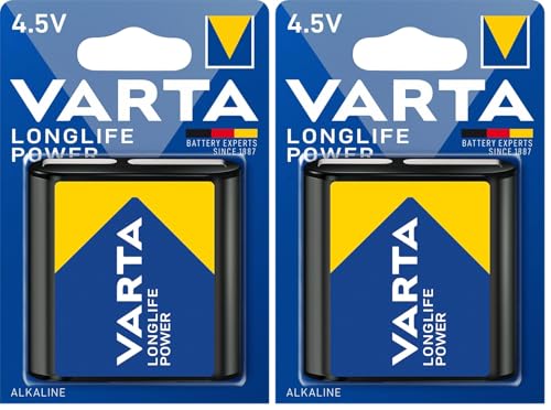 VARTA Batterien 4,5V Flachbatterie, Blockbatterie, 1 Stück, Longlife Power, Alkaline, ideal für Lampen und energieaufwändige Geräte (Packung mit 2)