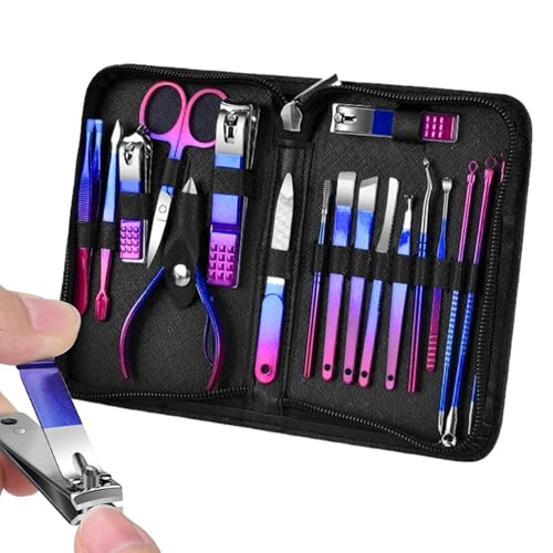 Juego de cortaúñas, Juego de cortaúñas | Set de Manicura de Acero Inoxidable 18X   Kits de aseo profesionales para hombres, mujeres, familiares, amigos, herramientas de pedicura con estuche