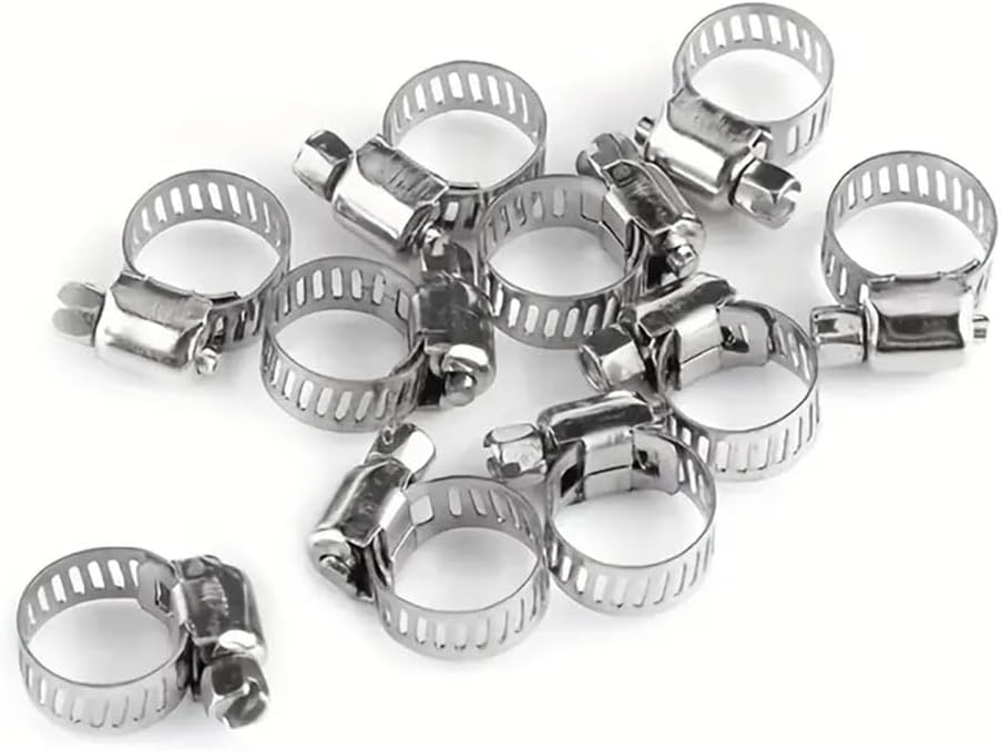 10PCS Stainless Steel Hose Clamps 6-51mm, Spring Clamp Kit for Woodworking/Pipes, Adjustable Fixed Tool Clips10pcs 8mm,12mm