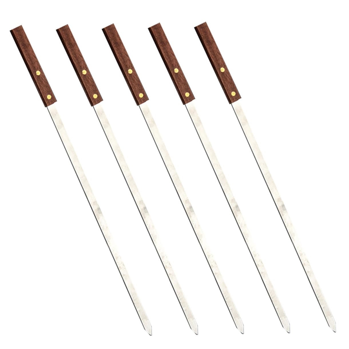 Brochettes barbecue inox SHINEOFI lot de 5 pics plats avec manche bois