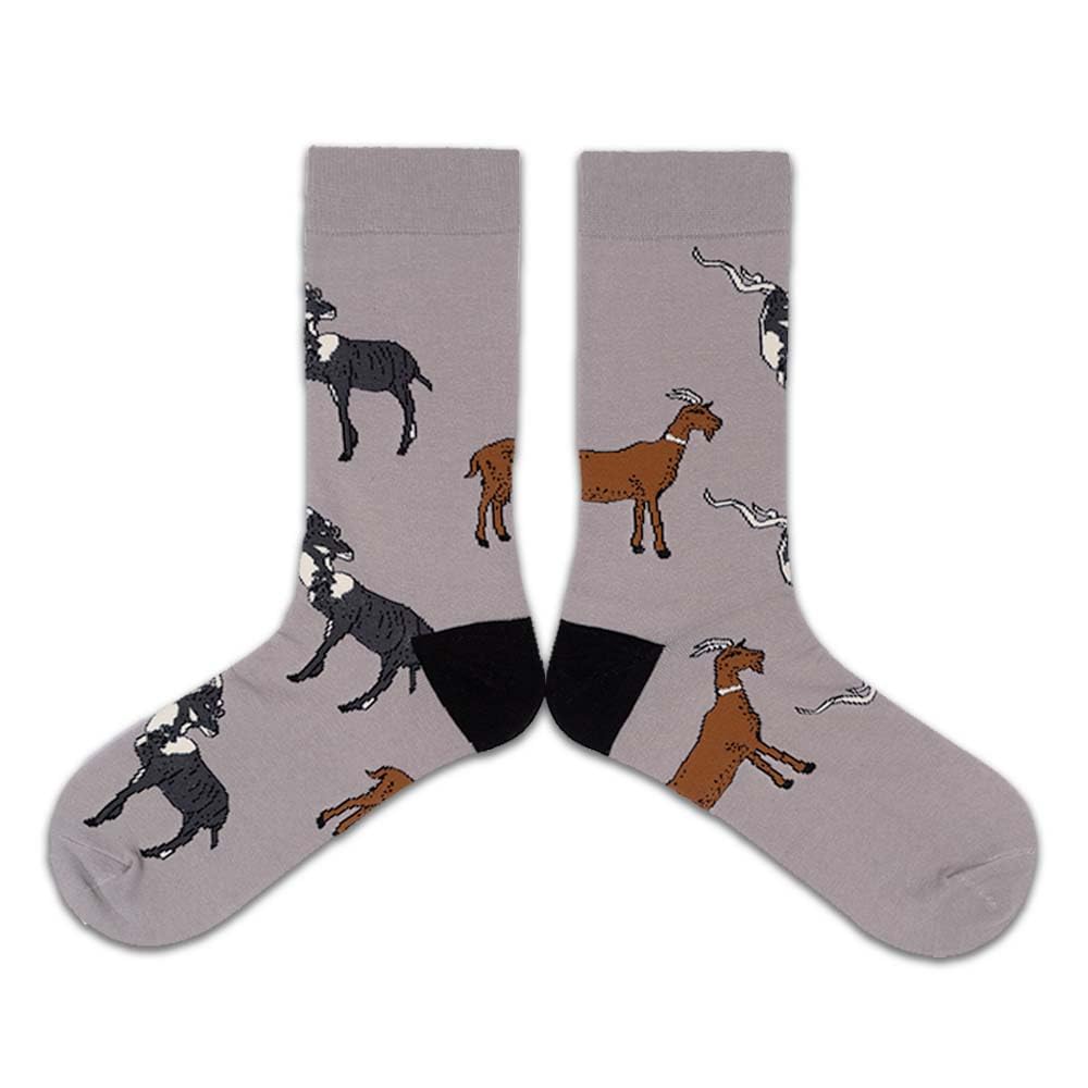 Goat Socks, Funny Gifts For Men & Women, Animals Socks, Funny Socks, Crazy Socks, Novelty Gifts, Casual Cotton Crew Socks Gift. (074), White, 8
